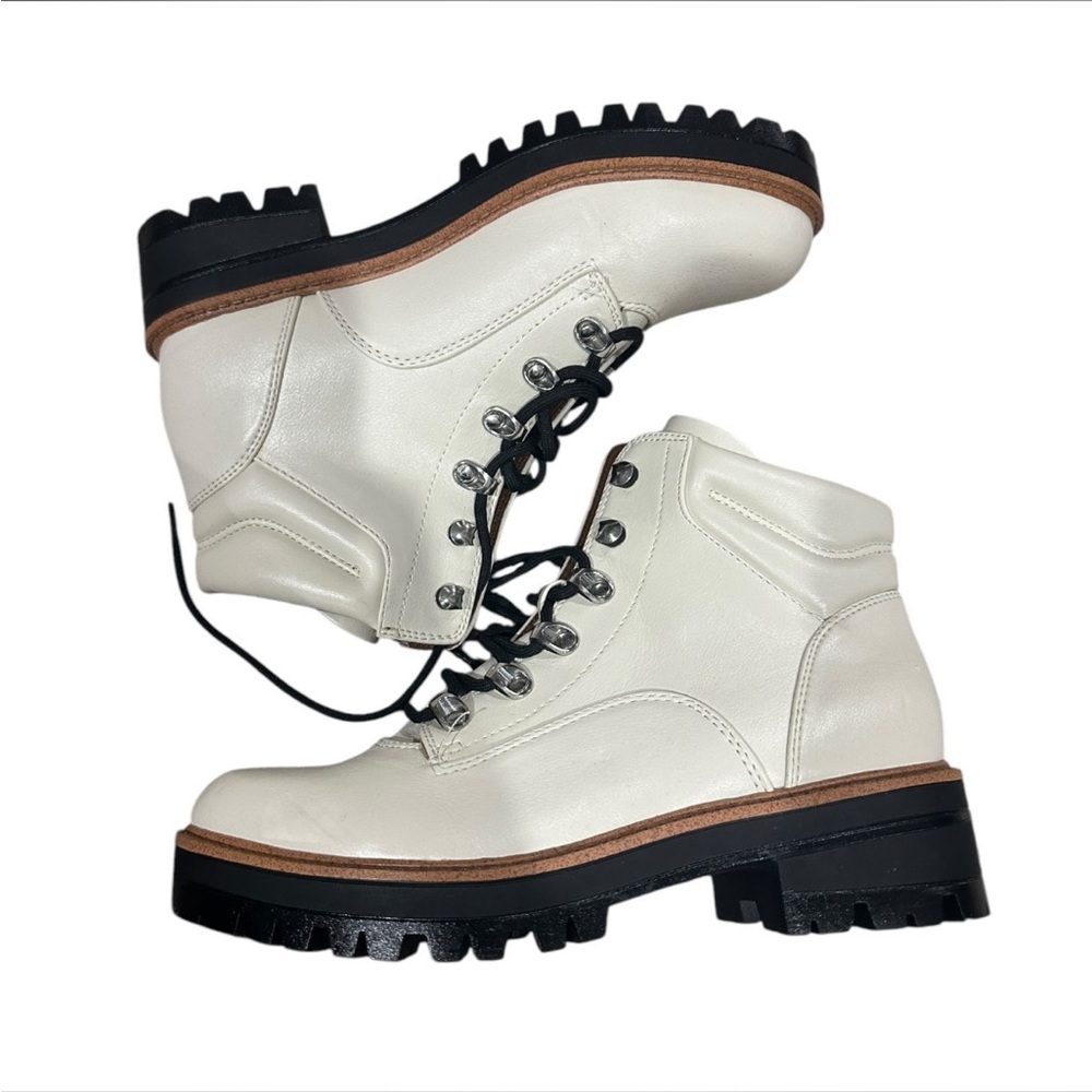 Indigo Rd Ivory Lace up Combat Boots - Picture 3 of 9